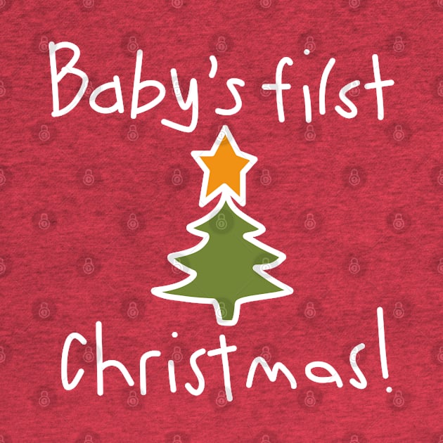 Babys First Christmas Graphic in White by ellenhenryart